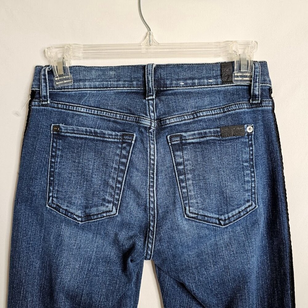 Women's 7 FOR ALL MANKIND The Ankle Skinny Jeans DARK WASH BLUE size 26 Denim - Picture 8 of 10